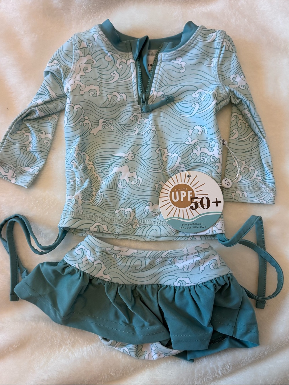 Caden Lane Teal Wave Long-Sleeve Rashguard Set